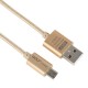 GOLF Καλώδιο USB σε Micro, Braided, 0.25m, Gold, Blister